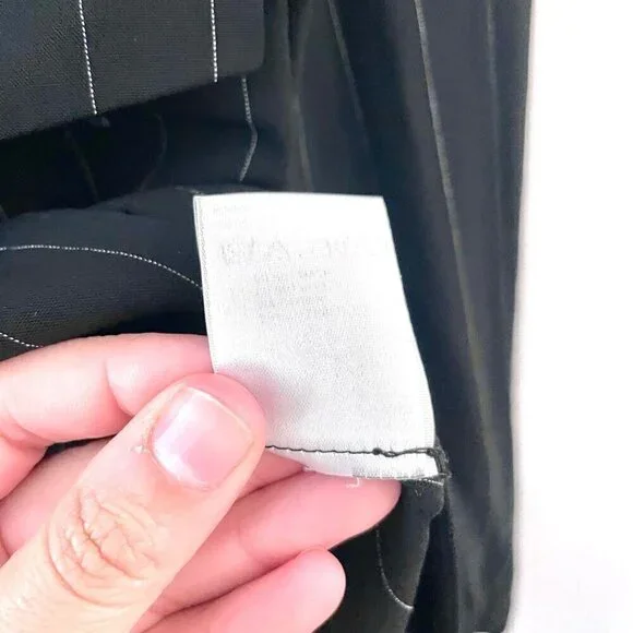 Escada Vintage Black and White Pinstripe Padded Shoulder Blazer Size L - Picture 5 of 7